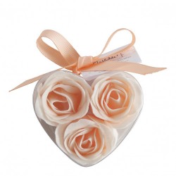Boite Coeur 3 roses de savon nude Mathilde M