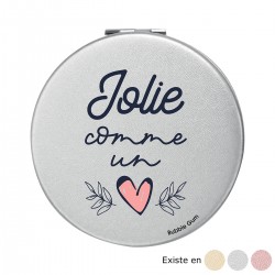 Miroir de poche "Jolie comme un coeur" Bubble Gum