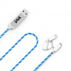 Câble chargeur lumineux 3 en 1 bleu Kubbick