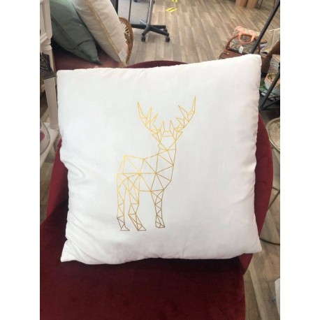 Coussin cerf blanc 45 x 45 cm Country Casa