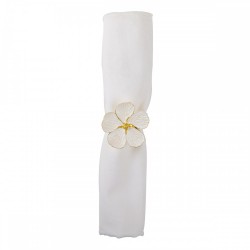 Lot de 4 ronds de serviettes Fleur blanc Aulica